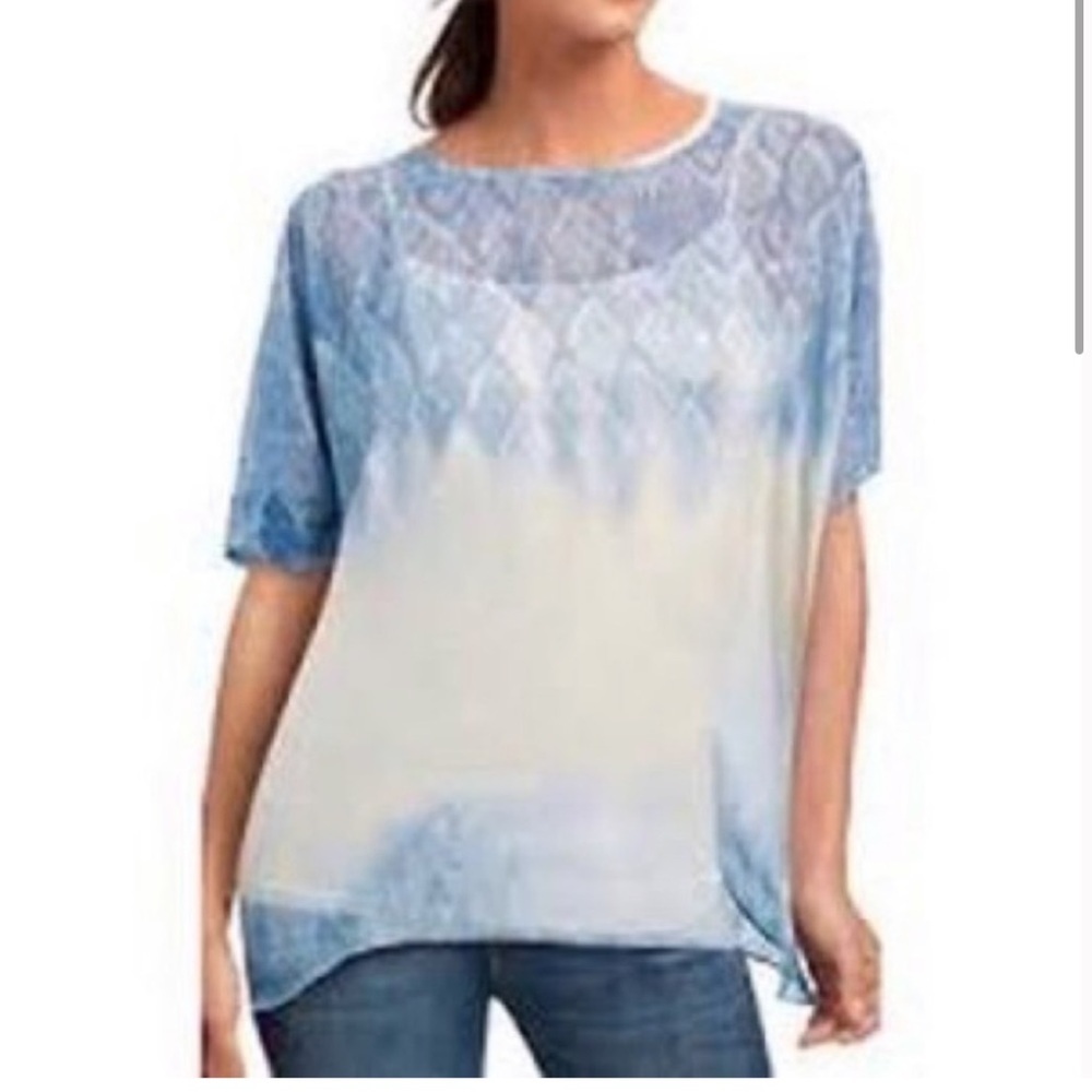 Cabi Style 781 Gauzy Chiffon Blue Fade Out Oversized Blouse size Small